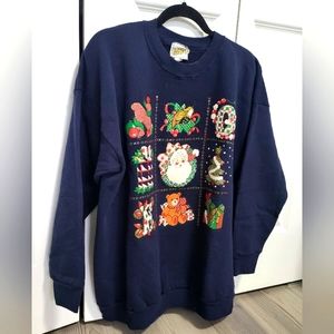 Holiday Sweatshirt Crewneck 90s Santa Tree